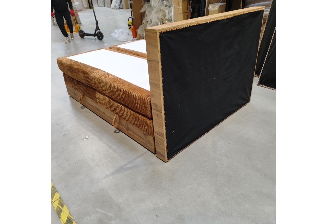 Łóżko kontynentalne WOOD CLASSIC KING 160x200 - Tilia 56 - pomarańczowy - OUTLETU