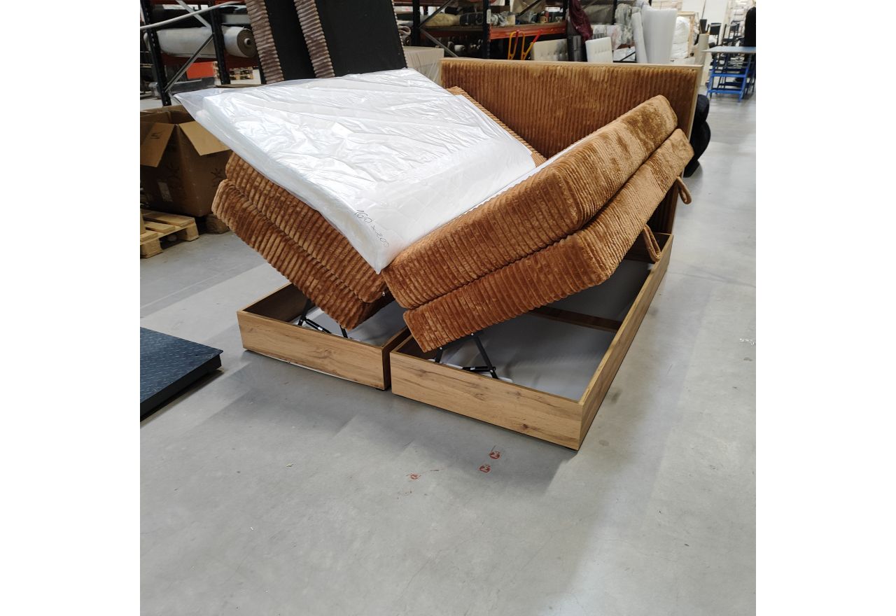 Łóżko kontynentalne WOOD CLASSIC KING 160x200 - Tilia 56 - pomarańczowy - OUTLETU