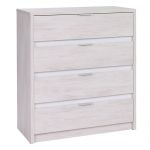 Komoda z głębokimi szufladami do sypialni - VIGA Dąb Biały / Biały połysk - OUTLET