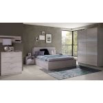 Komoda z głębokimi szufladami do sypialni - VIGA Dąb Biały / Biały połysk - OUTLET