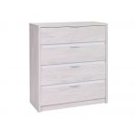 Komoda z głębokimi szufladami do sypialni - VIGA Dąb Biały / Biały połysk - OUTLET