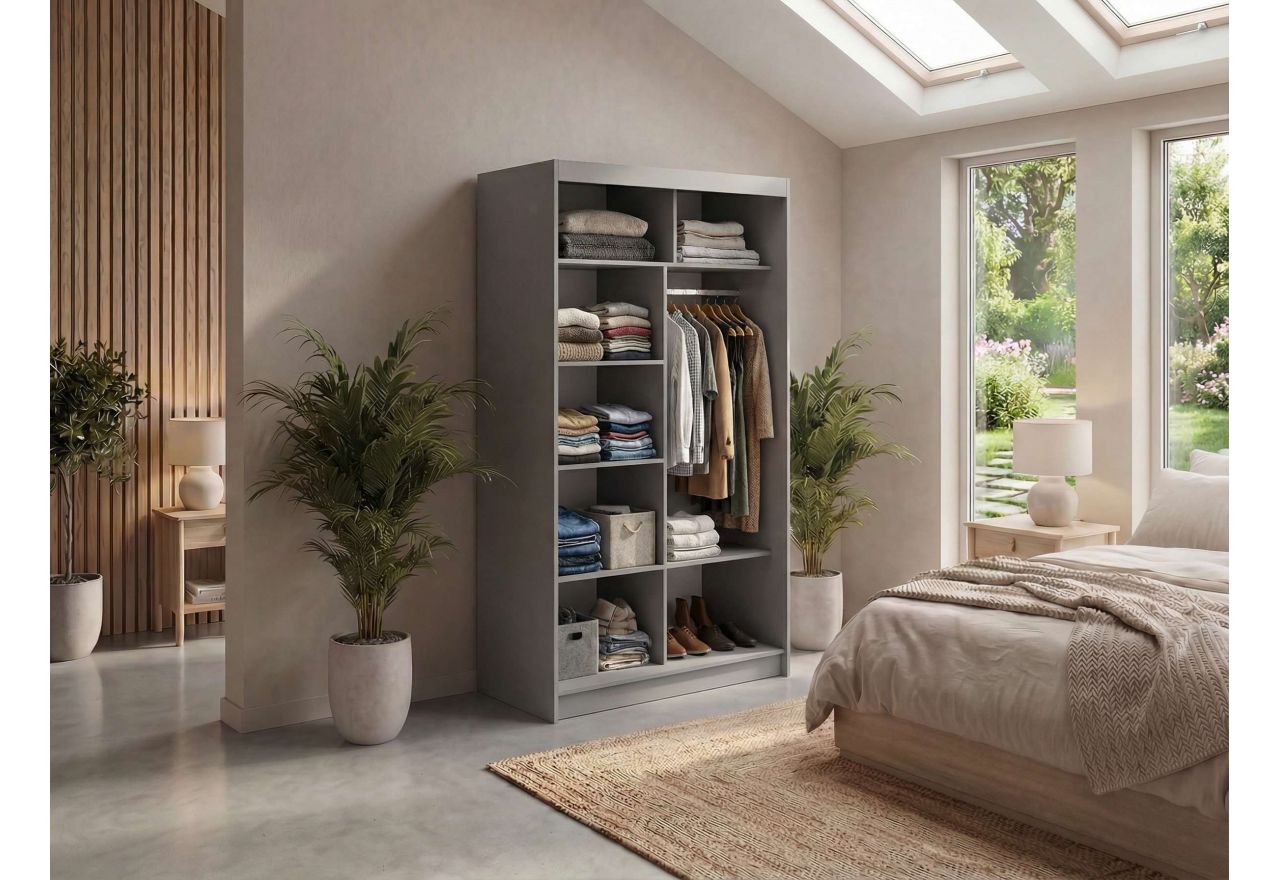 Szafa przesuwna WALENCJA 120 cm - szary z lustrem