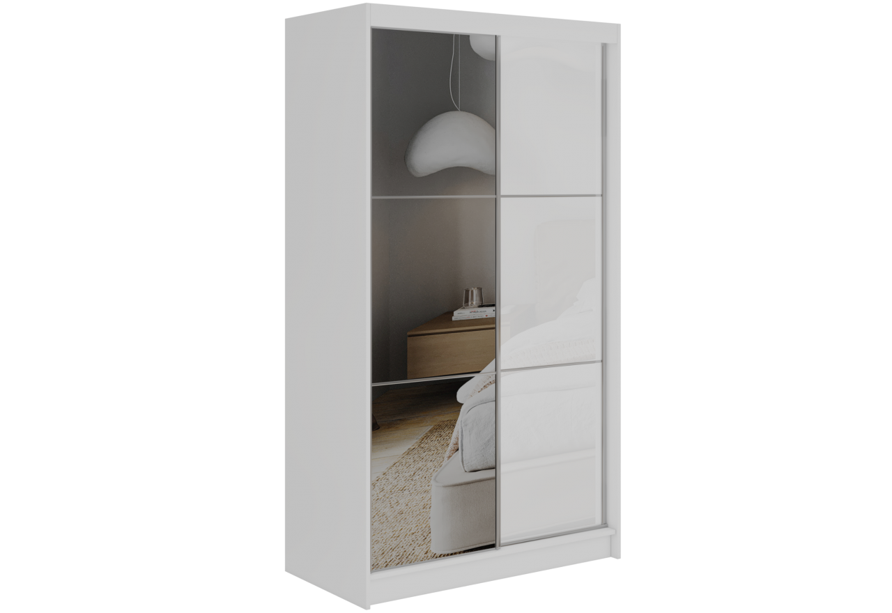 Szafa przesuwna WALENCJA 120 cm - biały z lustrem