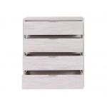 Komoda z głębokimi szufladami do sypialni - VIGA Dąb Biały / Biały połysk - OUTLET