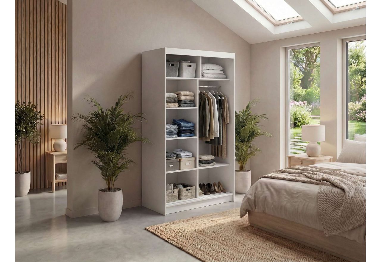 Szafa przesuwna WALENCJA 120 cm - biały z lustrem