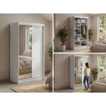 Szafa przesuwna WALENCJA 120 cm - biały z lustrem