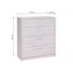 Komoda z głębokimi szufladami do sypialni - VIGA Dąb Biały / Biały połysk - OUTLET