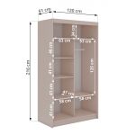 Szafa przesuwna WALENCJA 120 cm - kaszmir/szary z lustrem