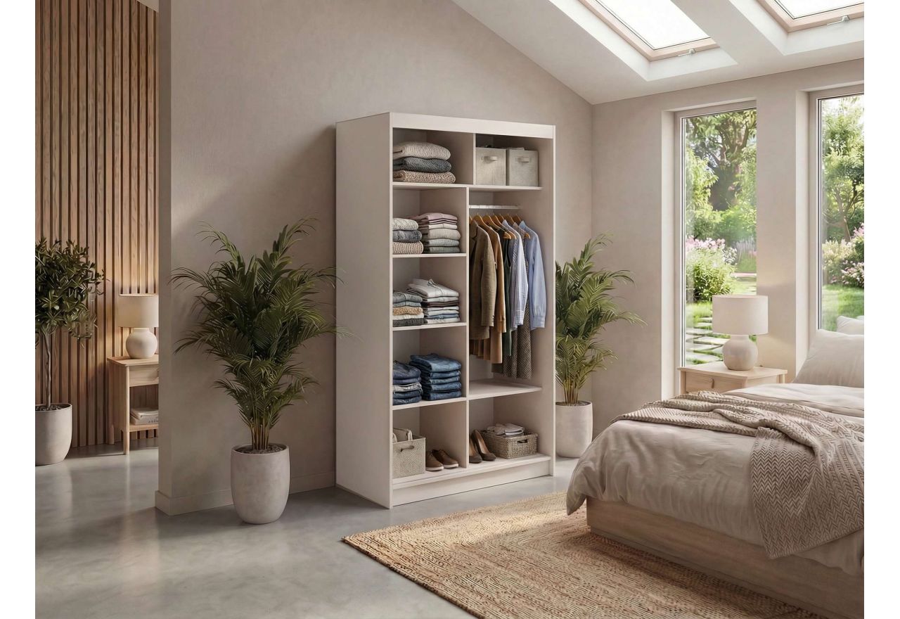 Szafa przesuwna WALENCJA 120 cm - kaszmir/szary z lustrem