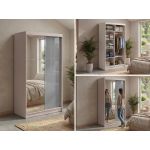 Szafa przesuwna WALENCJA 120 cm - kaszmir/szary z lustrem