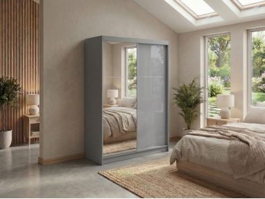 Szafa przesuwna WALENCJA 150 cm - szary z lustrem