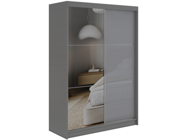 Szafa przesuwna WALENCJA 150 cm - szary z lustrem