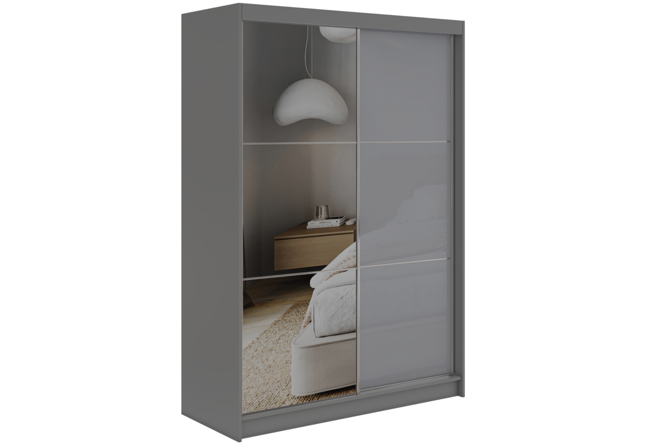 Szafa przesuwna WALENCJA 150 cm - szary z lustrem