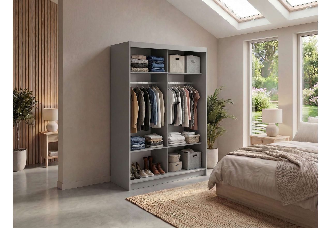 Szafa przesuwna WALENCJA 150 cm - szary z lustrem