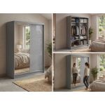 Szafa przesuwna WALENCJA 150 cm - szary z lustrem
