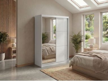 Szafa przesuwna WALENCJA 150 cm - biały z lustrem