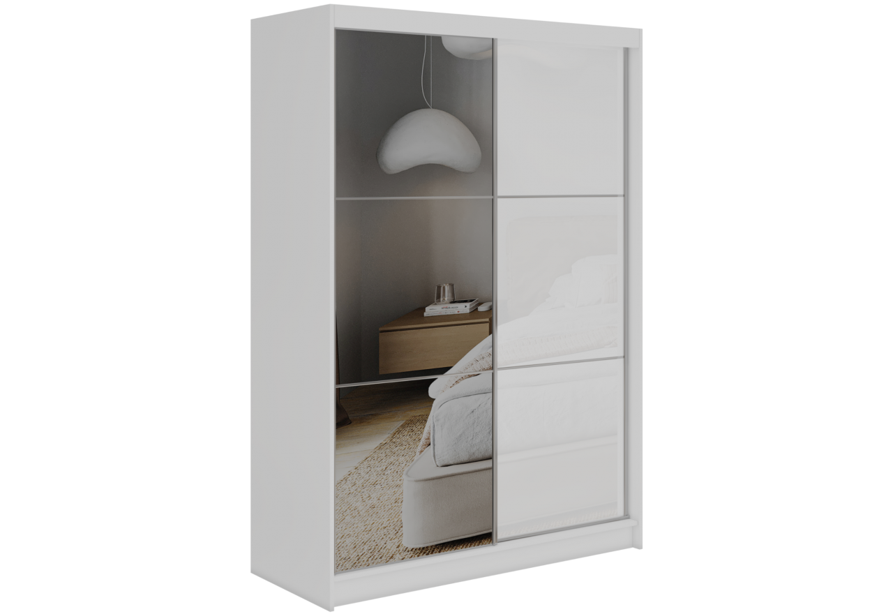 Szafa przesuwna WALENCJA 150 cm - biały z lustrem