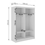 Szafa przesuwna WALENCJA 150 cm - biały z lustrem