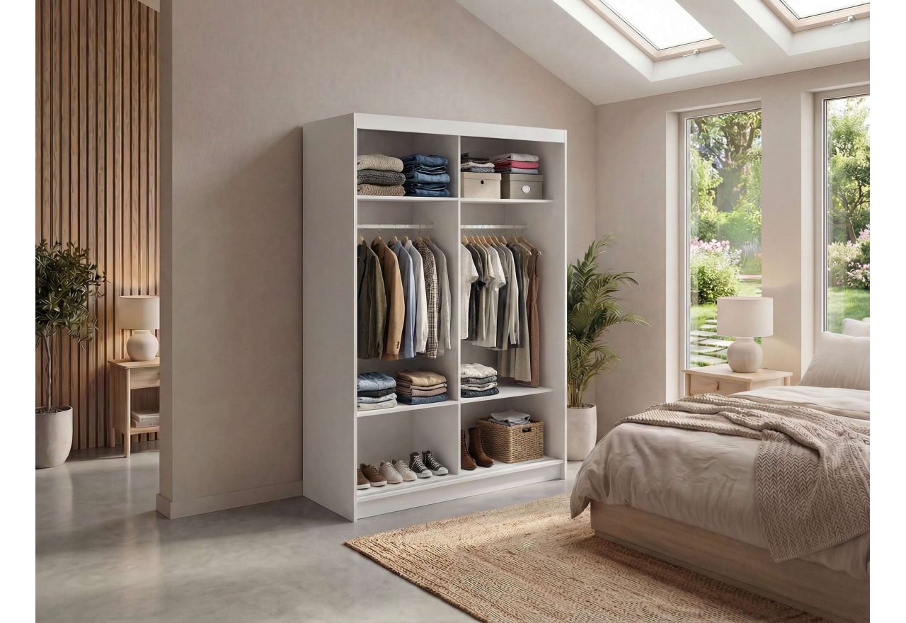 Szafa przesuwna WALENCJA 150 cm - biały z lustrem