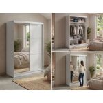 Szafa przesuwna WALENCJA 150 cm - biały z lustrem