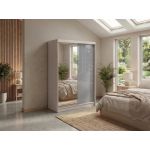 Szafa przesuwna WALENCJA 150 cm - kaszmir/szary z lustrem