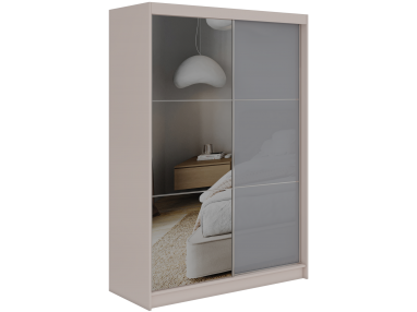 Szafa przesuwna WALENCJA 150 cm - kaszmir/szary z lustrem