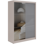 Szafa przesuwna WALENCJA 150 cm - kaszmir/szary z lustrem