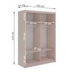 Szafa przesuwna WALENCJA 150 cm - kaszmir/szary z lustrem