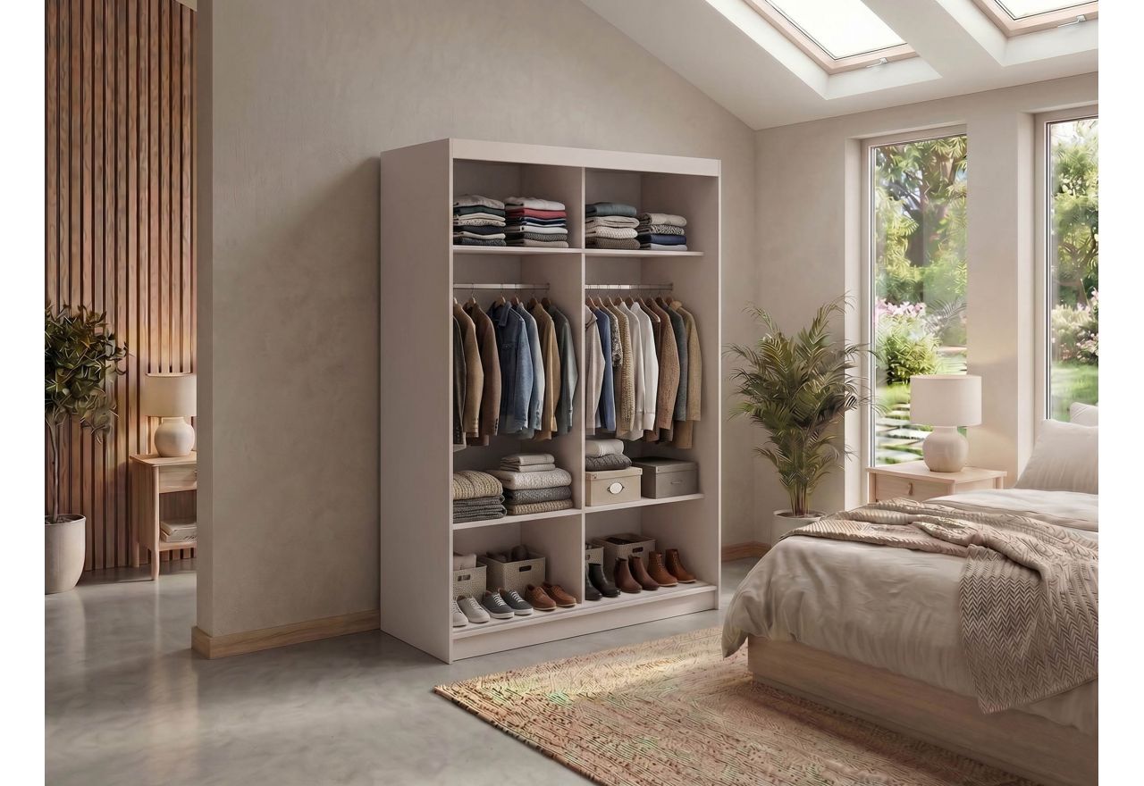 Szafa przesuwna WALENCJA 150 cm - kaszmir/szary z lustrem