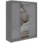 Szafa przesuwna WALENCJA 180 cm - szary z lustrem + 2 szuflady