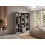 Szafa przesuwna WALENCJA 180 cm - szary z lustrem + 2 szuflady