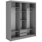 Szafa przesuwna WALENCJA 180 cm - szary z lustrem + 2 szuflady