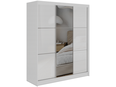 Szafa przesuwna WALENCJA 180 cm - biały z lustrem + 2 szuflady