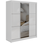 Szafa przesuwna WALENCJA 180 cm - biały z lustrem + 2 szuflady