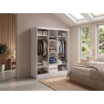 Szafa przesuwna WALENCJA 180 cm - biały z lustrem + 2 szuflady
