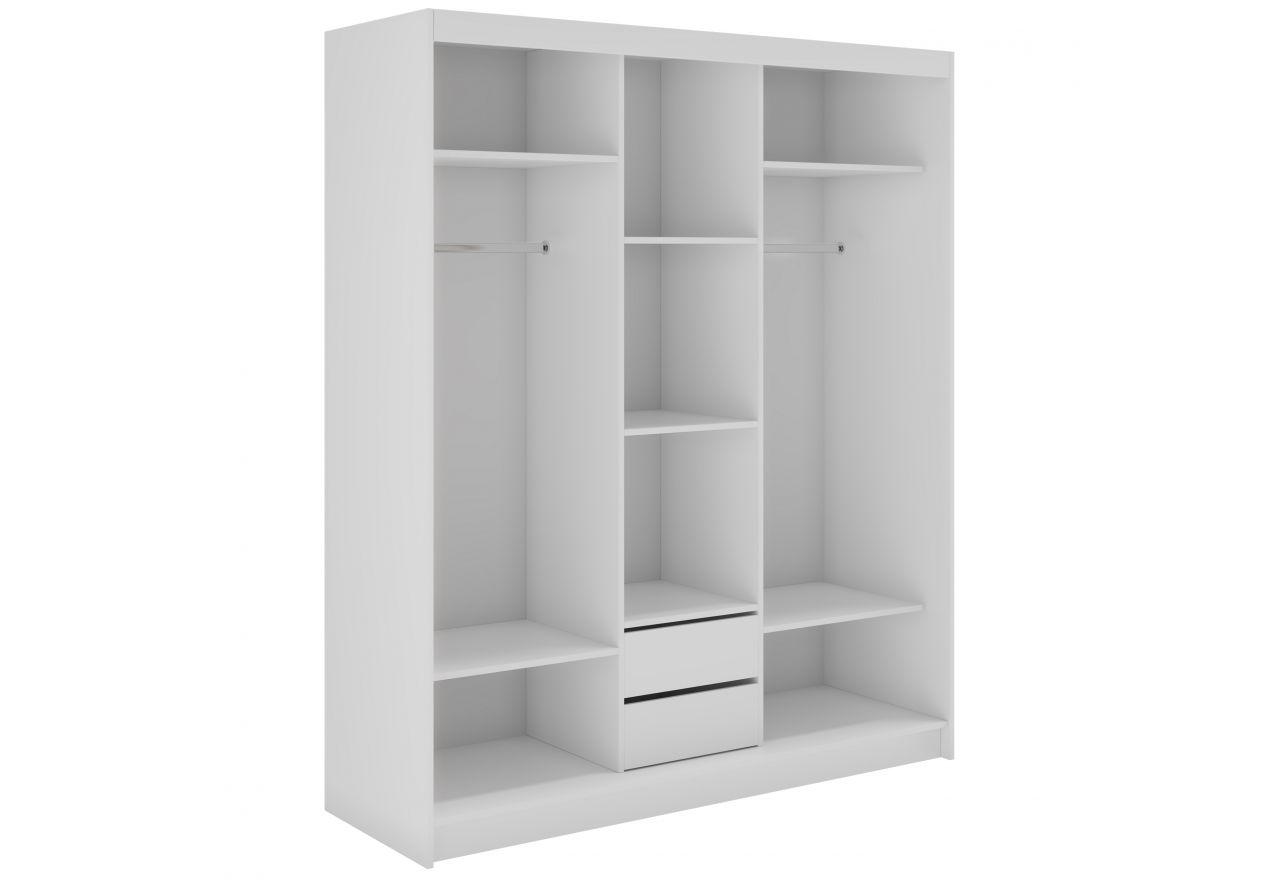 Szafa przesuwna WALENCJA 180 cm - biały z lustrem + 2 szuflady