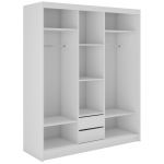 Szafa przesuwna WALENCJA 180 cm - biały z lustrem + 2 szuflady