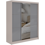 Szafa przesuwna WALENCJA 180 cm - kaszmir/szary z lustrem + 2 szuflady