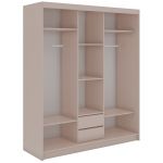 Szafa przesuwna WALENCJA 180 cm - kaszmir/szary z lustrem + 2 szuflady