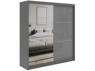 Szafa przesuwna WALENCJA 200 cm - szary z lustrem