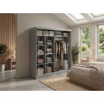 Szafa przesuwna WALENCJA 200 cm - szary z lustrem