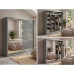 Szafa przesuwna WALENCJA 200 cm - szary z lustrem