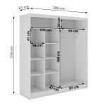 Szafa przesuwna WALENCJA 200 cm - biały z lustrem