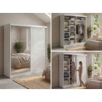 Szafa przesuwna WALENCJA 200 cm - biały z lustrem