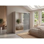 Szafa przesuwna WALENCJA 200 cm - kaszmir/szary z lustrem