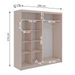 Szafa przesuwna WALENCJA 200 cm - kaszmir/szary z lustrem