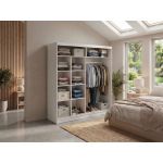 Szafa przesuwna WALENCJA 200 cm - kaszmir/szary z lustrem