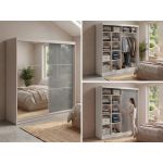 Szafa przesuwna WALENCJA 200 cm - kaszmir/szary z lustrem