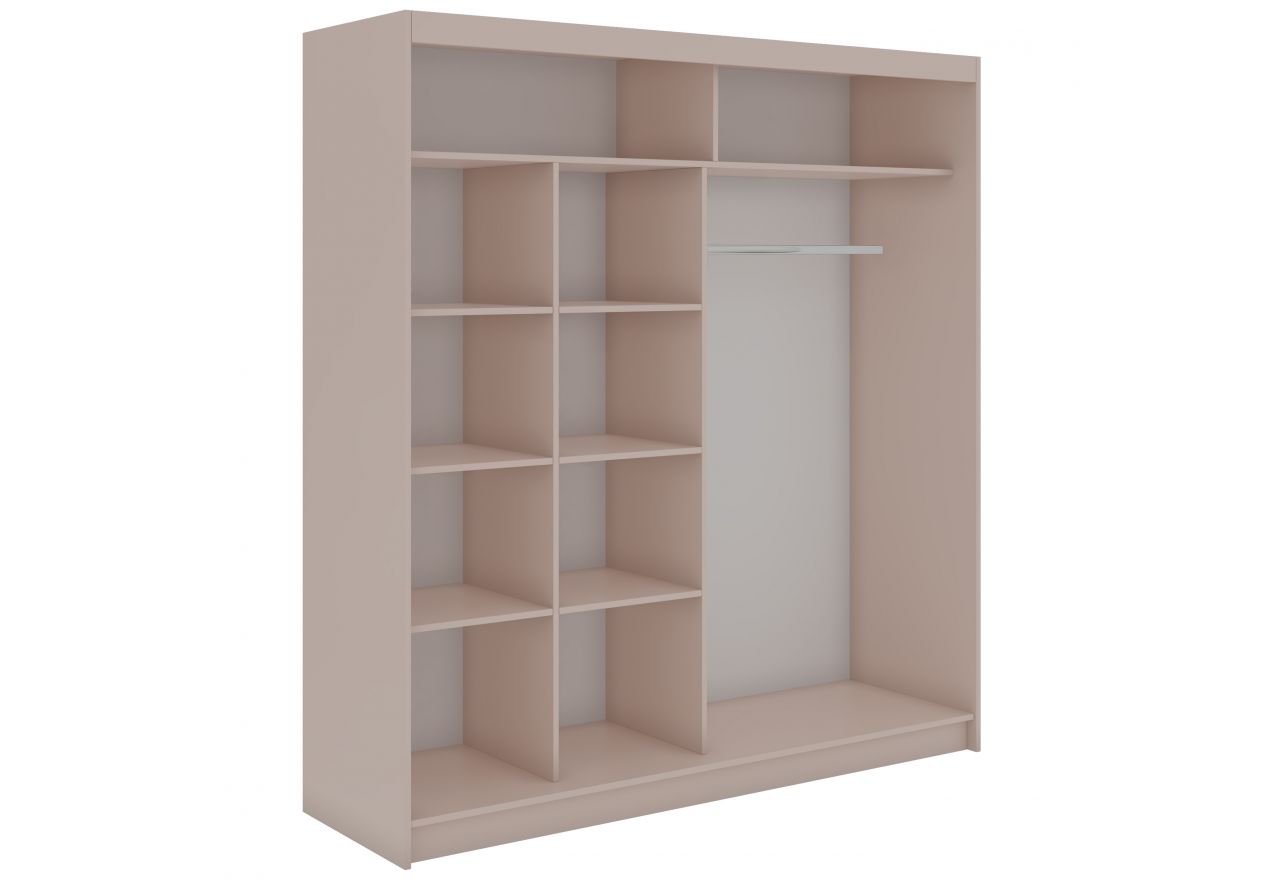 Szafa przesuwna WALENCJA 200 cm - kaszmir/szary z lustrem