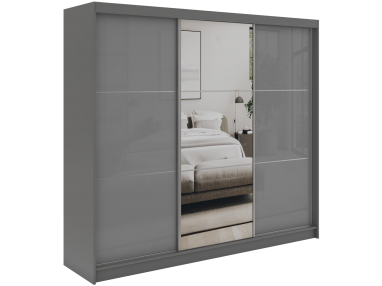 Szafa przesuwna WALENCJA 240 cm - szary z lustrem